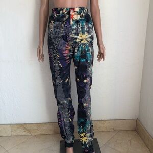 MNML Skeleton Sequins Rhinestones Multicolored Denim Jeans Pants Women’s Size 28